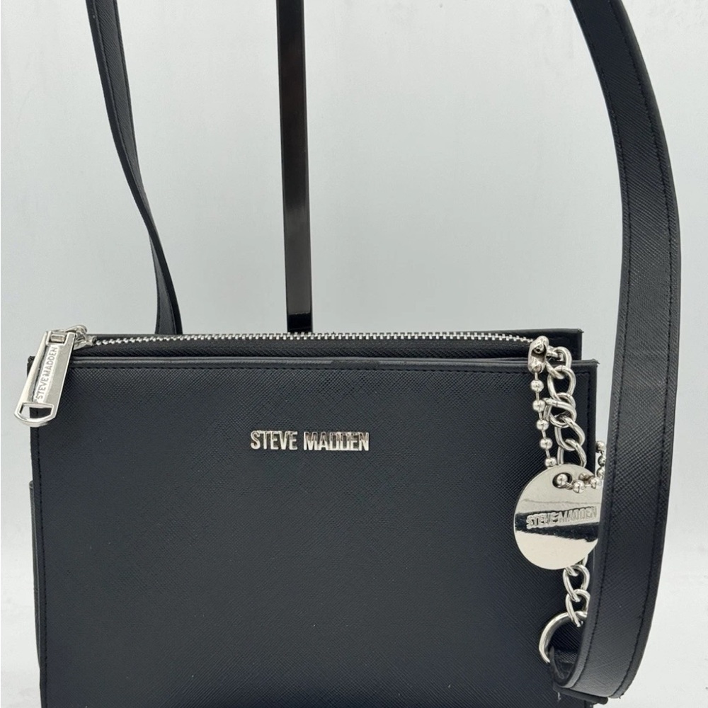 Steve Madden Black Shoulder Bag with Silver Chain